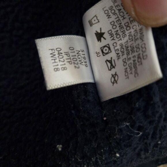 Hanna Andersson Fleece Lined Anorak Aviator Jacket Hooded Navy/Blue Striped 2yrs - Picture 7 of 7